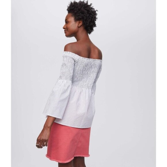 Loft | Striped Smocked Off-the-Shoulder Top - Picture 2 of 10